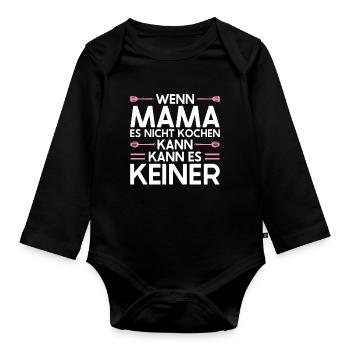 Mutter Mama Tochter Geschenk - Baby Bio-Langarm-Body - Schwarz - Vorne