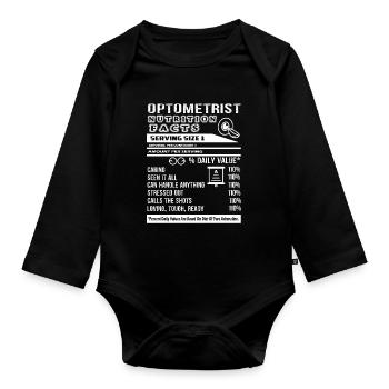 Optometrist Optometrist Nutrition Facts - Organic Longsleeve Baby Bodysuit - black - Front