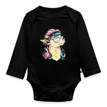 Fierté transgenre Drapeau trans Mullet Chihuahua Hu - Body Bébé bio manches longues - noir - Devant