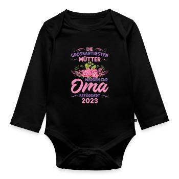 Grossmutter Oma Omas Geschenk - Baby Bio-Langarm-Body - Schwarz - Vorne