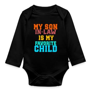 Mon gendre est mon enfant préféré - Body Bébé bio manches longues - noir - Devant