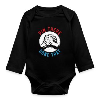 épingle là fait ce bras de fer bras de fer - Body Bébé bio manches longues - noir - Devant