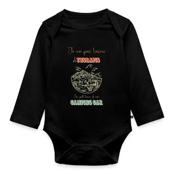 Pas besoin de thérapie, Besoin de mon camping-car - Body Bébé bio manches longues - noir - Devant