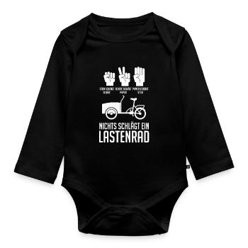 Fahrrad Lastenfahrrad Lastenrad - Baby Bio-Langarm-Body - Schwarz - Vorne