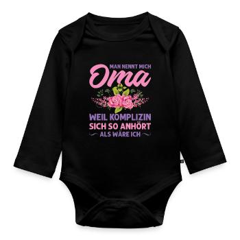 Grossmutter Oma Omas Geschenk - Baby Bio-Langarm-Body - Schwarz - Vorne