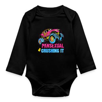 Pansexueller Stolz Monster Truck - Baby Bio-Langarm-Body - Schwarz - Vorne