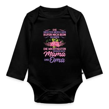 Grossmutter Oma Omas Geschenk - Baby Bio-Langarm-Body - Schwarz - Vorne