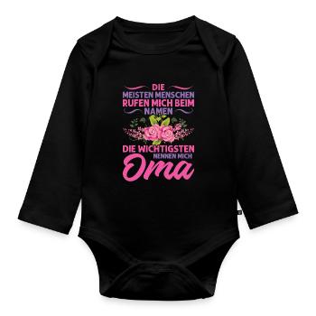 Grossmutter Oma Omas Geschenk - Baby Bio-Langarm-Body - Schwarz - Vorne