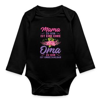Grossmutter Oma Omas Geschenk - Baby Bio-Langarm-Body - Schwarz - Vorne