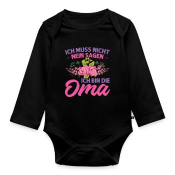 Grossmutter Oma Omas Geschenk - Baby Bio-Langarm-Body - Schwarz - Vorne
