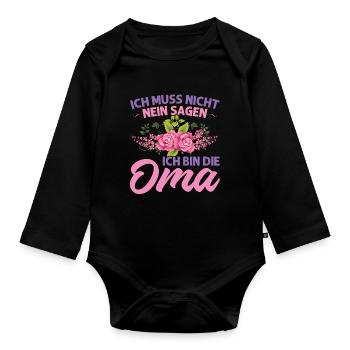 Grossmutter Oma Omas Geschenk - Baby Bio-Langarm-Body - Schwarz - Vorne