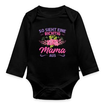 Mutter Mama Tochter Geschenk - Baby Bio-Langarm-Body - Schwarz - Vorne