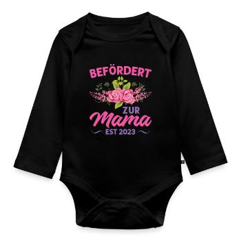 Mutter Mama Tochter Geschenk - Baby Bio-Langarm-Body - Schwarz - Vorne
