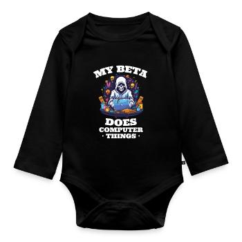 Ma bêta fait des programmeurs informatiques - Body Bébé bio manches longues - noir - Devant