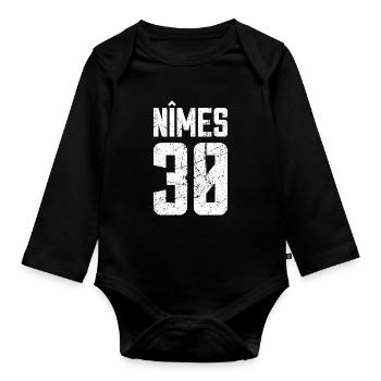 Nîmes 30 Frankreich Kennzeichen - Baby Bio-Langarm-Body - Schwarz - Vorne
