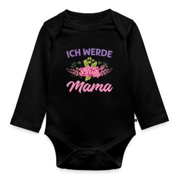 Mutter Mama Tochter Geschenk - Baby Bio-Langarm-Body - Schwarz - Vorne