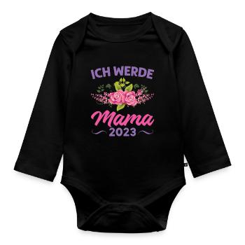 Mutter Mama Tochter Geschenk - Baby Bio-Langarm-Body - Schwarz - Vorne