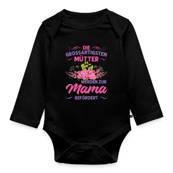 Mutter Mama Tochter Geschenk - Baby Bio-Langarm-Body - Schwarz - Vorne