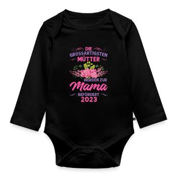 Mutter Mama Tochter Geschenk - Baby Bio-Langarm-Body - Schwarz - Vorne