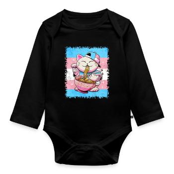 Transgender Stolz Trans Flagge Japanische Ramen Ka - Baby Bio-Langarm-Body - Schwarz - Vorne