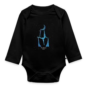 Aerial Silk Luftakrobatin Tarotkarte Der Mond - Baby Bio-Langarm-Body - Schwarz - Vorne