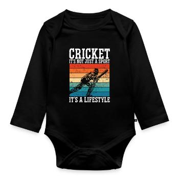 Cricket Ist Ein Lebensstil - Baby Bio-Langarm-Body - Schwarz - Vorne