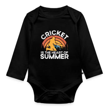 Cricket is the heart of summer - Organic Longsleeve Baby Bodysuit - black - Front