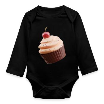 cupcake Muffin - Baby Bio-Langarm-Body - Schwarz - Vorne