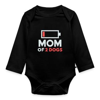Mutter von 2 Hunden Humor Low Battery - Baby Bio-Langarm-Body - Schwarz - Vorne