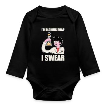 Funny soap making soap maker - Organic Longsleeve Baby Bodysuit - black - Front