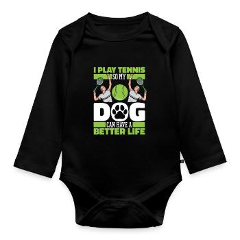 Chien de tennis - Body Bébé bio manches longues - noir - Devant