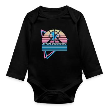 Funny Duck Hunt Duck Hunter Retro - Organic Longsleeve Baby Bodysuit - black - Front