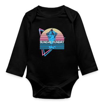 Ice Cream Retro - Organic Longsleeve Baby Bodysuit - black - Front