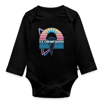 Crème glacée rétro - Body Bébé bio manches longues - noir - Devant