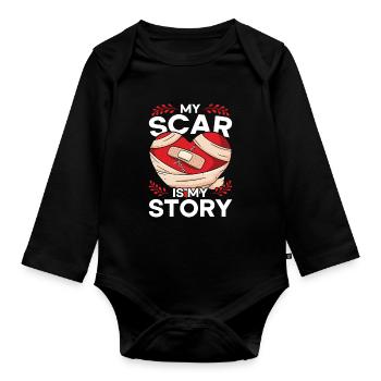 Heart Surgery My Scar Is My Story - Organic Longsleeve Baby Bodysuit - black - Front