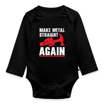 Straightening metal again Car painters - Organic Longsleeve Baby Bodysuit - black - Front