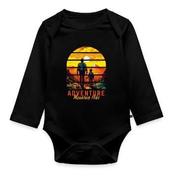 Hiking Outdoor Walker Father and Son Gift - Organic Longsleeve Baby Bodysuit - black - Front