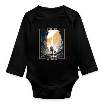 Hiking Outdoor Walker Father and Son Gift - Organic Longsleeve Baby Bodysuit - black - Front