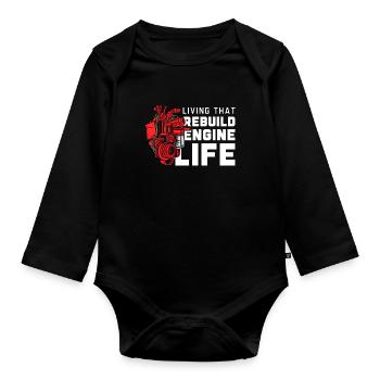 Heart surgery for convalescent heart transplant - Organic Longsleeve Baby Bodysuit - black - Front
