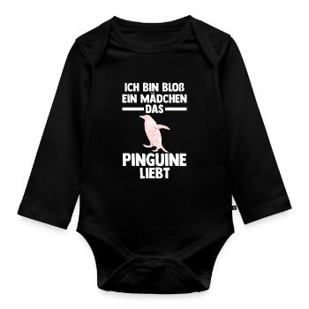 Tiermotiv Pinguin - Baby Bio-Langarm-Body - Schwarz - Vorne