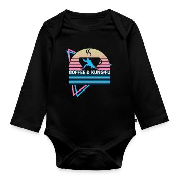 Kung Fu Retro - Baby Bio-Langarm-Body - Schwarz - Vorne