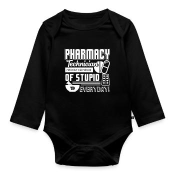Pharmacy Technician Pharmacy Technician Fighting - Organic Longsleeve Baby Bodysuit - black - Front
