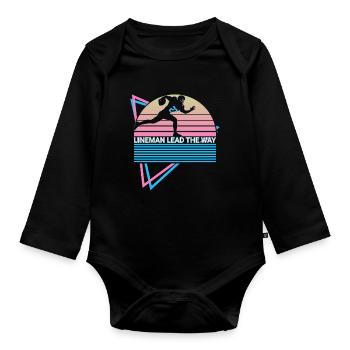 Football Lineman Retro - Body Bébé bio manches longues - noir - Devant