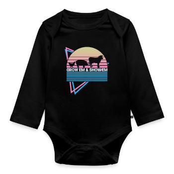 Livestock Retro - Organic Longsleeve Baby Bodysuit - black - Front
