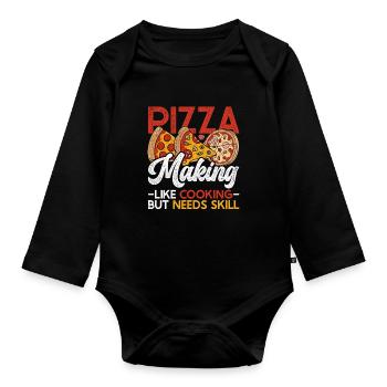 Pizzaiolo Pizzaiolo Amateurs de pizza - Body Bébé bio manches longues - noir - Devant