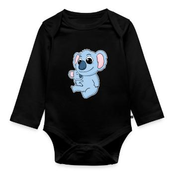 Koala Family - Koala avec bébé - Koala Motif - Body Bébé bio manches longues - noir - Devant