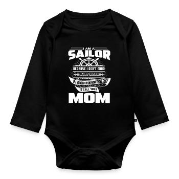 Sailor Sailor I Don't Mind Hard Work - Organic Longsleeve Baby Bodysuit - black - Front