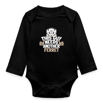 Ferret polecat funny - Organic Longsleeve Baby Bodysuit - black - Front