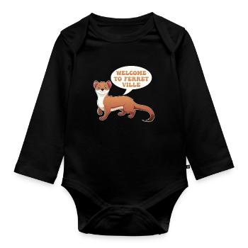 Frettchen Iltis Niedlich - Baby Bio-Langarm-Body - Schwarz - Vorne
