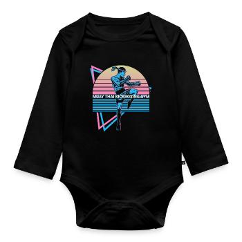 Muay Thai Kickboxen Retro - Baby Bio-Langarm-Body - Schwarz - Vorne